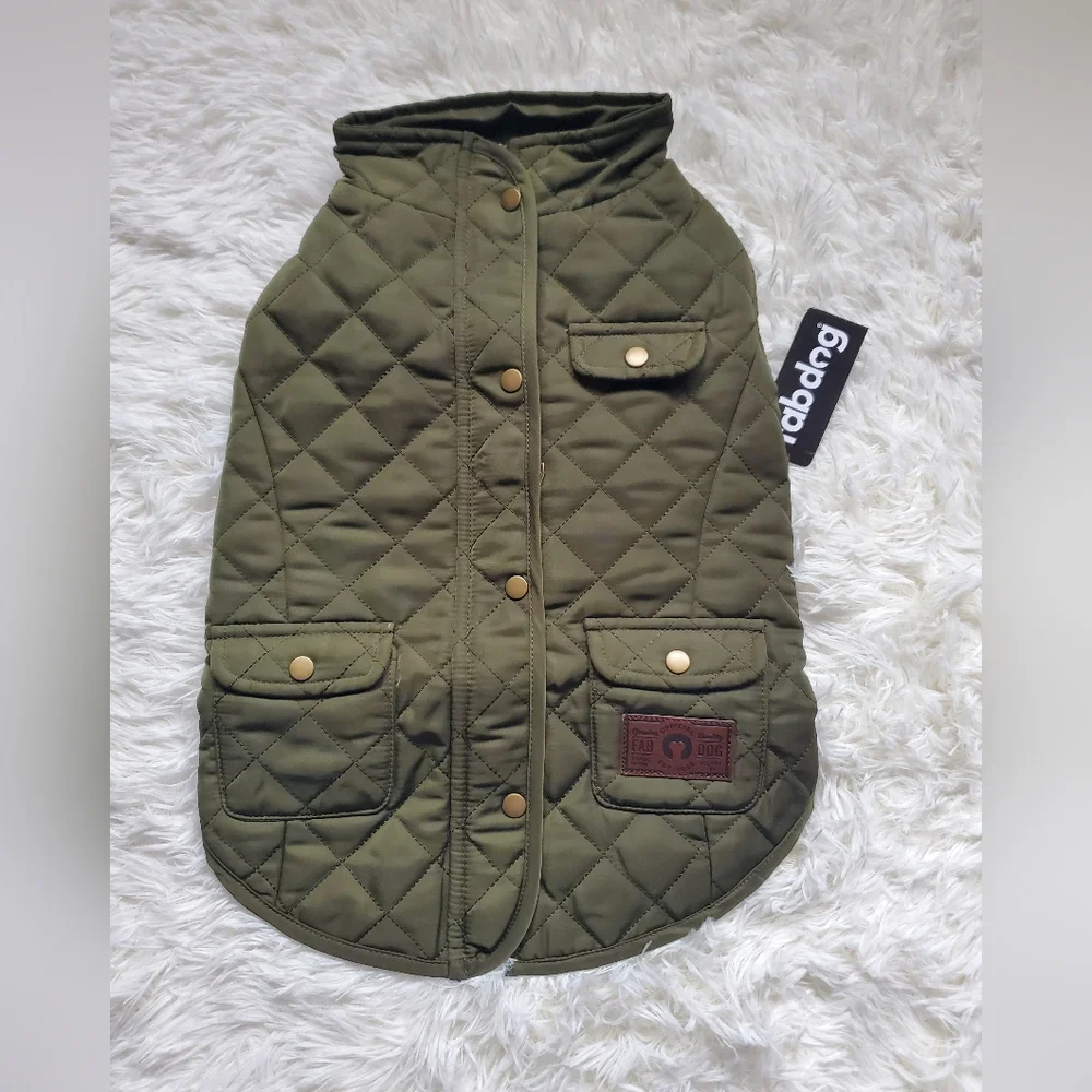 Fab Dog Quilted Barn Dog Coat Olive Green Size 16